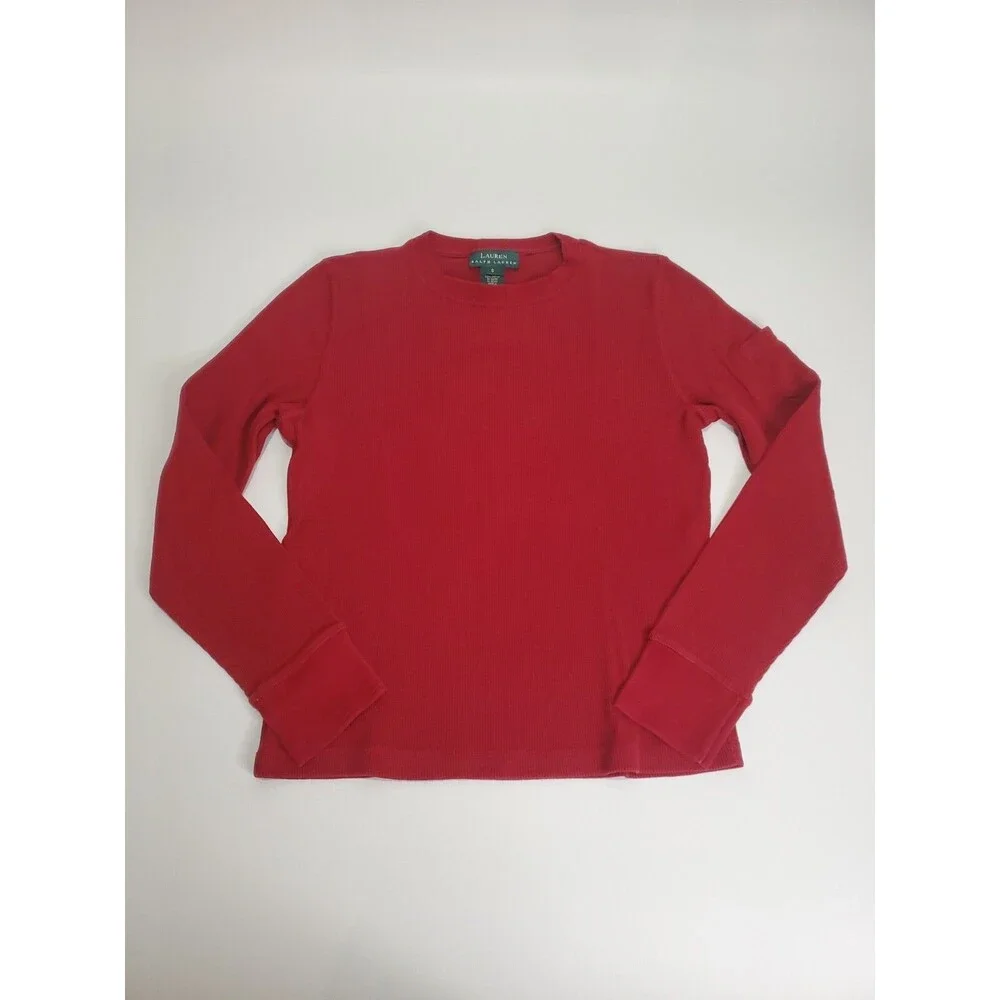 Lauren Ralph Lauren Women's‎ Long Sleeve 100% Cotton Sweater, Small, Red